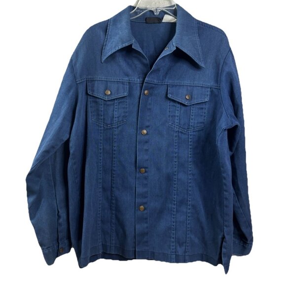 VTG Western Wear XL ?(see Measurement) Medium Weight Denim Snap Collar Shirt GUC - Picture 1 of 9